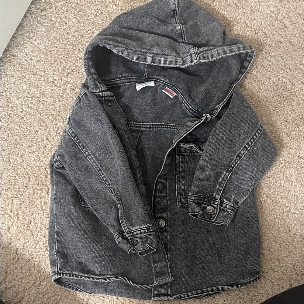 Zara Kids Charcoal Hooded Denim Jacket